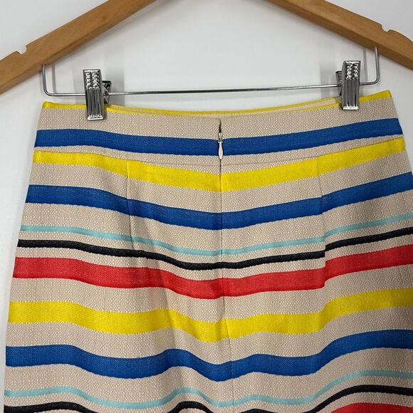J.Crew Jacquard Pencil Skirt in Cream/ Rainbow Stripe | Size 2 - Picture 6 of 7